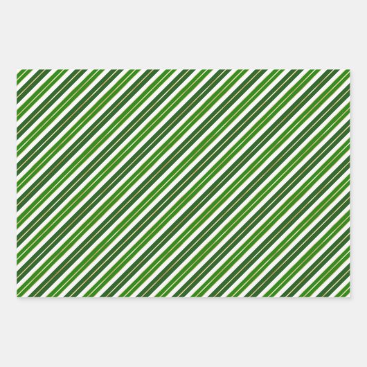 Rote, grüne und goldene Weihnachtsstreifen Geschenkpapier Set (Vorderseite 3)