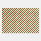 Rote, grüne und goldene Weihnachtsstreifen Geschenkpapier Set (Vorderseite)