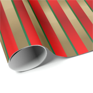 Rote, Grüne und Goldweihnachtsstreifen Geschenkpapier