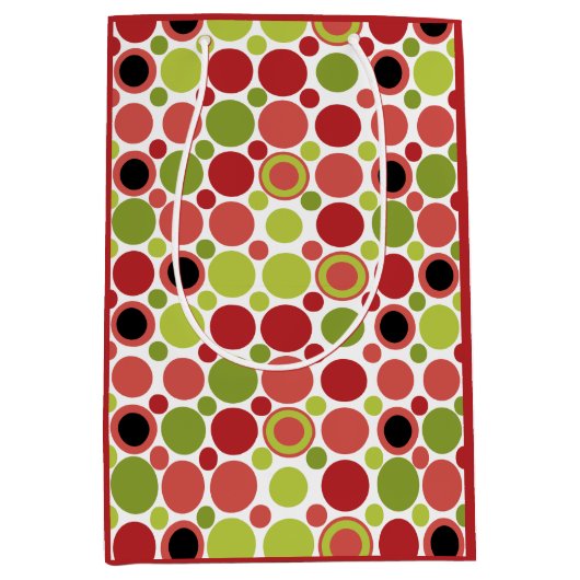 Rote, grüne und rosa Retro-Bubble Mittlere Geschenktüte (Vorderseite)