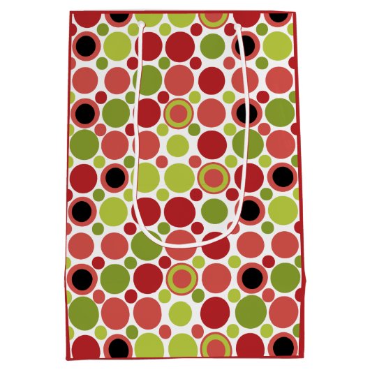 Rote, grüne und rosa Retro-Bubble Mittlere Geschenktüte (Rückseite)