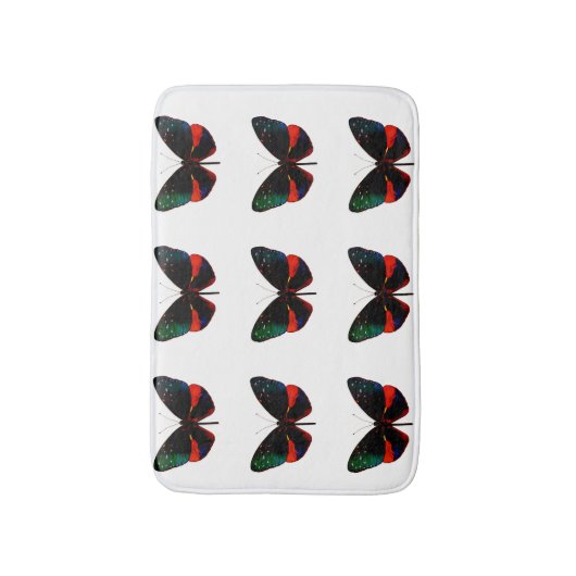 Rote, grüne und schwarze Schmetterlingsmatte Badematte (Vorderseite Vertikal)