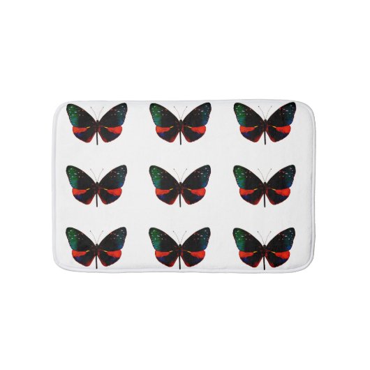 Rote, grüne und schwarze Schmetterlingsmatte Badematte (Vorderseite)