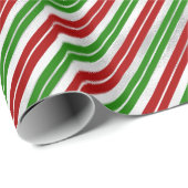 Rote, grüne und silberne Weihnachtsstreifen Geschenkpapier (Rolleneckpunkt)