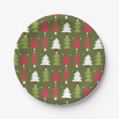Rote, grüne und weiße Bäume mit grünem Rücken Pappteller (Vorderseite)