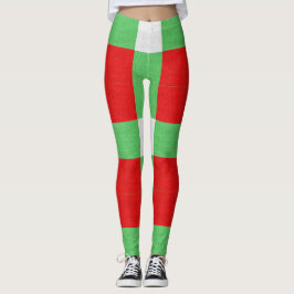 Rote, grüne und weiße Blockmuster Weihnachtsleerun Leggings