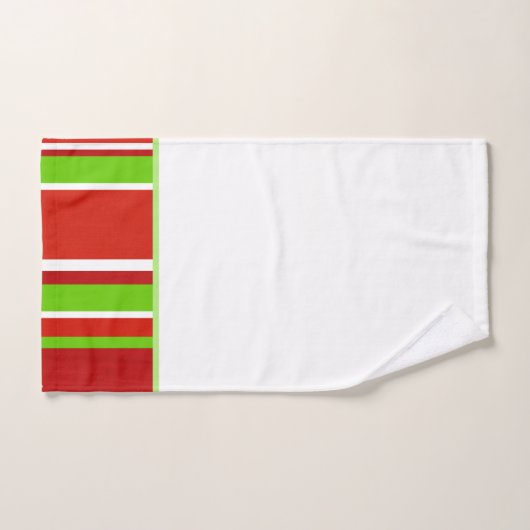 Rote, grüne und weiße Streifen Badhandtuch Set (Handtuch)
