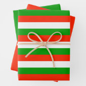Rote, grüne und weiße Streifen Geschenkpapier Set (Beispiel)