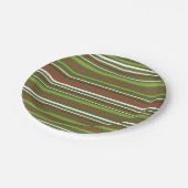 Rote, grüne und weiße Streifen Pappteller (Schrägansicht)