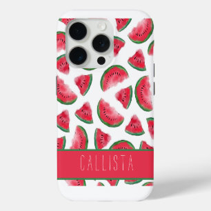 Rote Grüne Wassermelone Wasserfarbenmuster im Somm iPhone 15 Pro Hülle