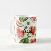 Rote Grüne Wassermelonen-Herzen Kaffeetasse (Vorderseite Links)
