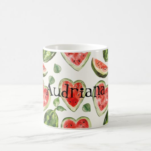 Rote Grüne Wassermelonen-Herzen Kaffeetasse (Mittel)