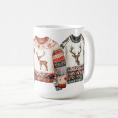 ROTE & GRÜNE WATERCOLOR WEIHNACHTSPULLOVER KAFFEETASSE (VorderseiteRechts)