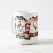 ROTE & GRÜNE WATERCOLOR WEIHNACHTSPULLOVER KAFFEETASSE (Vorderseite Links)