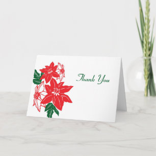 Rote & Grüne Weihnachts-Poinsettien Hochzeit Feiertagskarte