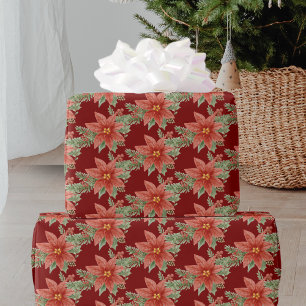 Rote Grüne Weihnachtsfeier Botanische Blume Geschenkpapier