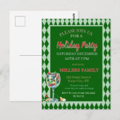Rote & Grüne Weihnachtsfeier Postkarte (Vorne/Hinten)