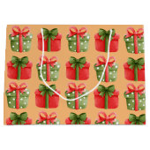 Rote, grüne Weihnachtsgeschenke Orange Große Gesch Geschenktüte (Vorderseite)