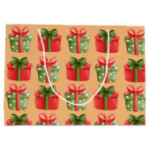Rote, grüne Weihnachtsgeschenke Orange Große Gesch Geschenktüte (Rückseite)