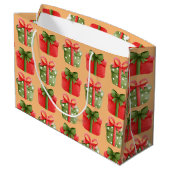 Rote, grüne Weihnachtsgeschenke Orange Große Gesch Geschenktüte (Rückseite Schrägansicht)