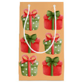 Rote, grüne Weihnachtsgeschenke Orange kleine Gesc Geschenktüte (Vorderseite)