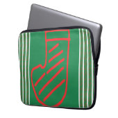 Rote Grüne Weihnachtsstrumpf auf Grün Laptopschutzhülle (Vorderseite Links)
