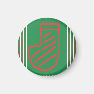 Rote Grüne Weihnachtsstrumpf auf Grün Magnet