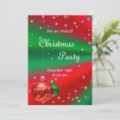 Rote Grüne Weihnachtszeit-Party Einladung (Stehend Vorderseite)
