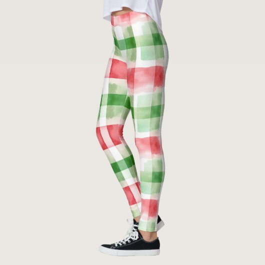 Rote Grüne Weiße Streifen Leggings (Links)