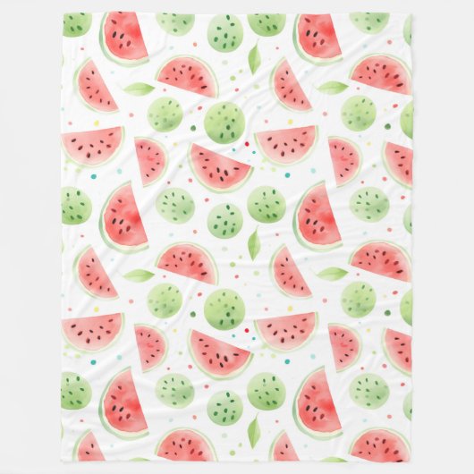 Rote Grüne Weiße Wassermelonen Geburtstag Fleecedecke (Vorderseite)