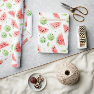 Rote Grüne Weiße Wassermelonen Geburtstag Geschenkpapier