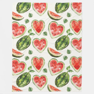 Rote Grüne Weiße Wassermelonen Herzen Fleecedecke