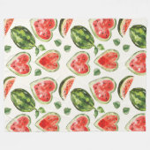 Rote Grüne Weiße Wassermelonen Herzen Fleecedecke (Vorderseite (Horizontal))