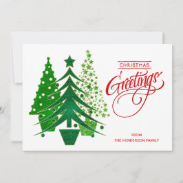 Rote, grüne, weiße Weihnachtsbaumkarte Feiertagskarte