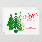 Rote, grüne, weiße Weihnachtsbaumkarte Feiertagskarte (Vorne/Hinten)