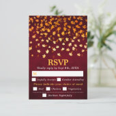 Rote Grunge für Hochzeitsessen im Herbst - Auswahl RSVP Karte (Stehend Vorderseite)