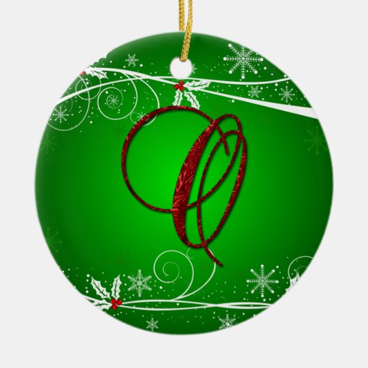 Rote Grüntöne Heily Initial O Christmas Ornament (Vorne)