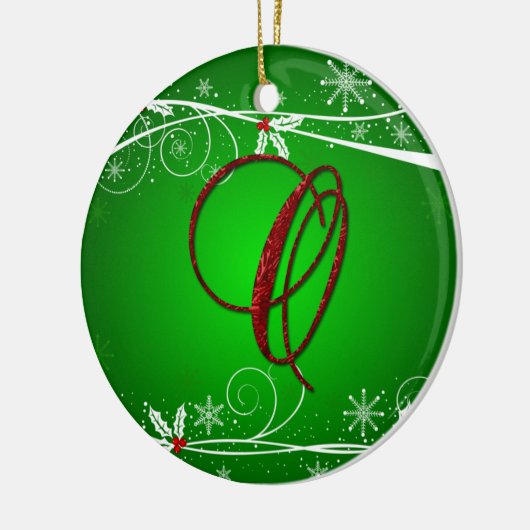 Rote Grüntöne Heily Initial O Christmas Ornament (Links)