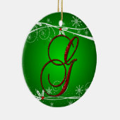 Rote Grüntöne Holly Initial G Weihnachtsschmuck (Rechts)