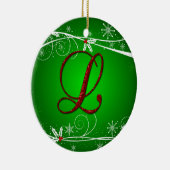 Rote Grüntöne Holly Initial L Weihnachtsschmuck (Rechts)
