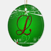 Rote Grüntöne Holly Initial L Weihnachtsschmuck (Links)