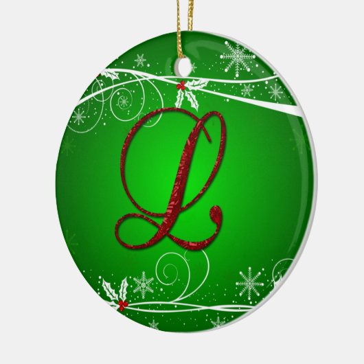 Rote Grüntöne Holly Initial L Weihnachtsschmuck (Links)