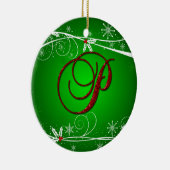 Rote Grüntöne Holly Initial P Weihnachtsschmuck (Rechts)