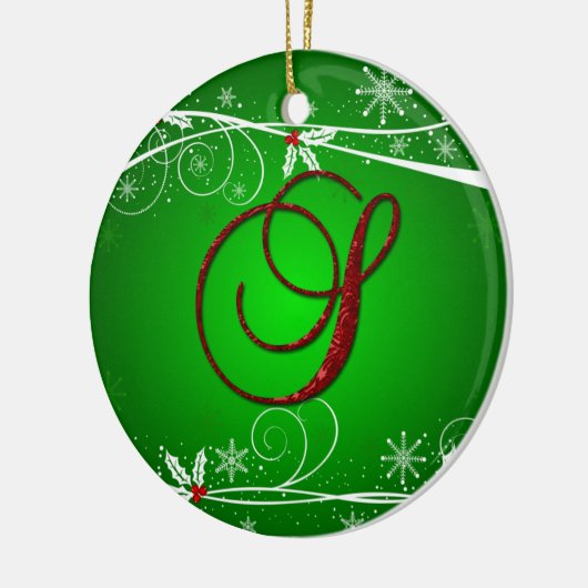 Rote Grüntöne Holly Initial Weihnachtsschmuck (Links)
