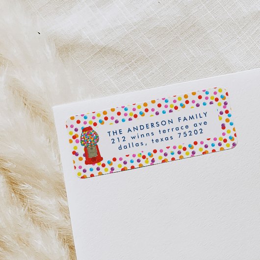 Rote Gumball-Rücksendeadresse