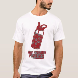Rote Gym-Wasserflasche Bleib Hydriert Grenzen über T-Shirt