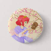 Rote Haar Prinzessin und Eichhörnchenknopf Button (Vorderseite)