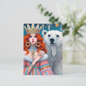 Rote Haarbauge und der Polarbär Postkarte (Stehend Vorderseite)