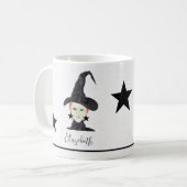 Rote Haarbauke, grüne Augen, schwarze Sterne Kaffeetasse (Vorderseite Links)