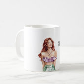 Rote Haare Frau Lila Oberteil Kaffeetasse (Vorderseite Links)